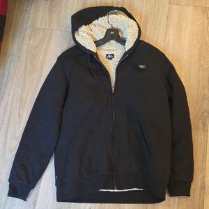Black Zip Up Hoody and Full-Length Zipper